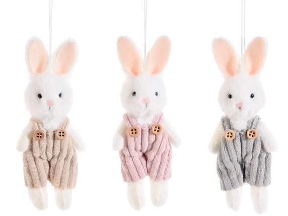 Soft bunny with hanging dungarees