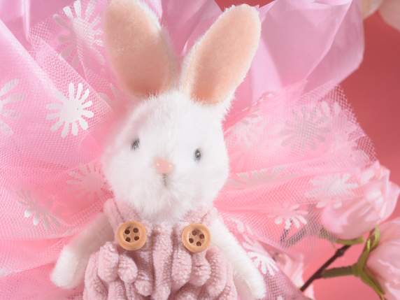 Soft bunny with hanging dungarees
