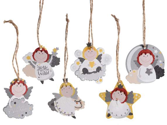 Exhibit. 72 wooden Christmas angel decorations to hang