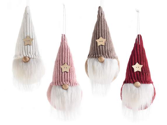 Cloth Santa Claus, wooden nose and star to hang