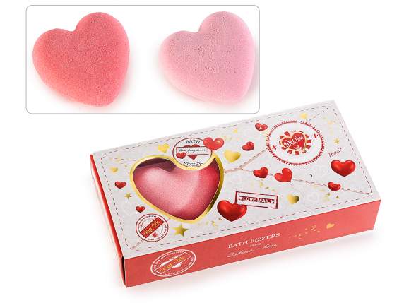 Gift box with 2 80g heart bath bombs