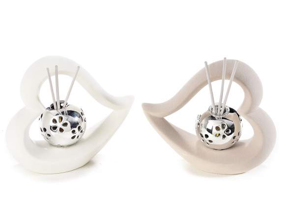 Porcelain heart with LED light and fragrance stick