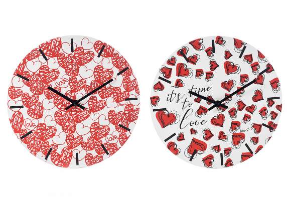 Wooden wall clock with Its time to love decorations