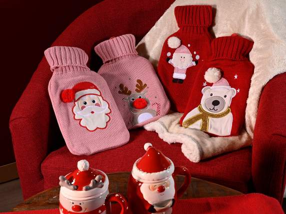 Christmas hot water bottle 700 ml, knitted lining