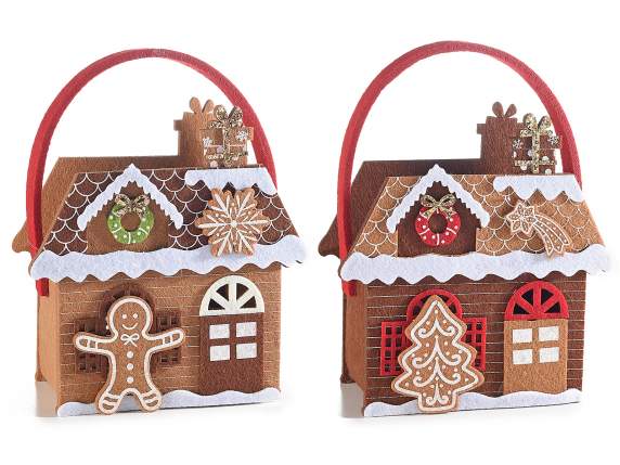 Small house cloth handbag with Gingerbread decorations