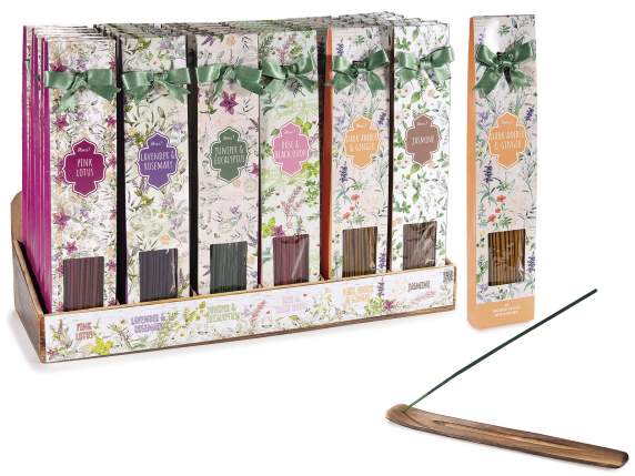 Pack of 30 incense sticks with incense holder Herbs