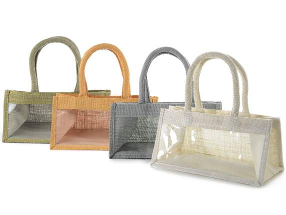 Jute bags with window and cotton handles