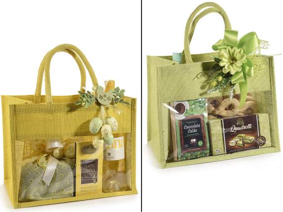 Jute bag with window and rope handles