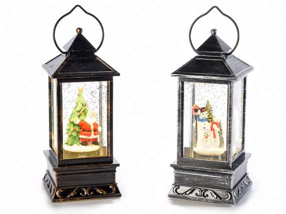 Decorative lantern with LED glitter lights in motion with ba