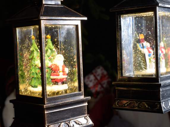 Decorative lantern with LED glitter lights in motion with ba