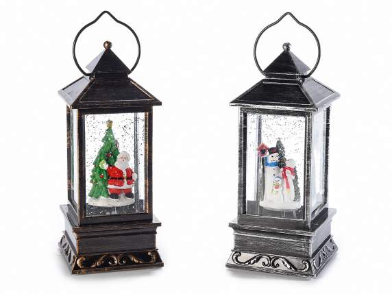 Decorative lantern with LED glitter lights in motion with ba