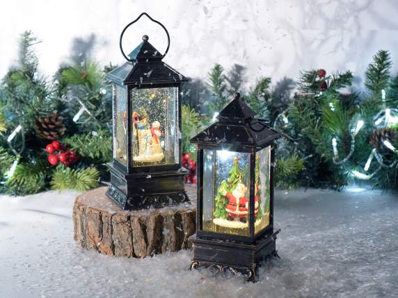 Decorative lantern with LED glitter lights in motion with ba