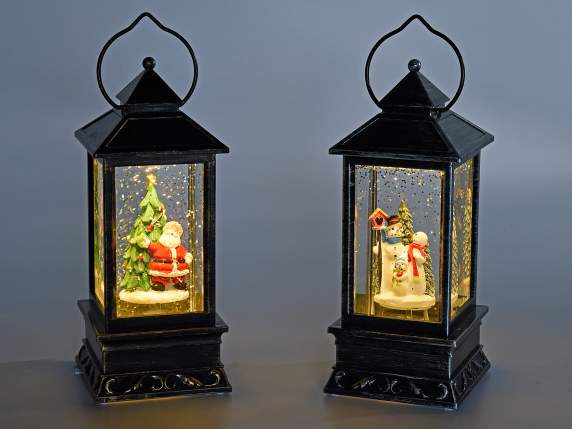 Decorative lantern with LED glitter lights in motion with ba