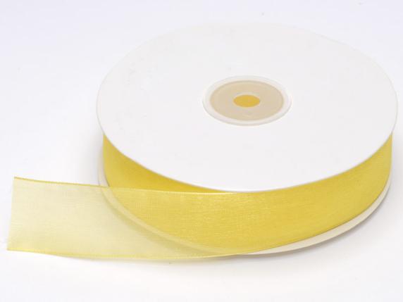 Lemon yellow organza ribbon 25mm x 50mt