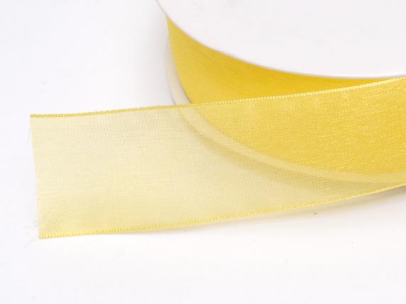 Lemon yellow organza ribbon 25mm x 50mt