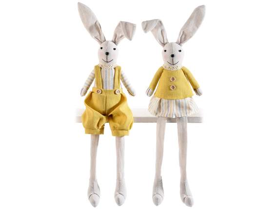 Long-legged fabric rabbit with moldable ears