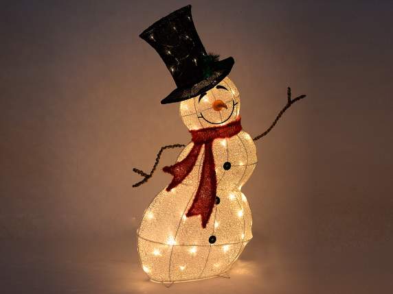 Snowman w - metal core and glitter threads w - led lights