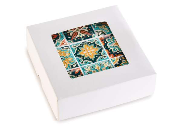 Box of 4 ceramic coasters with gold inserts in relief