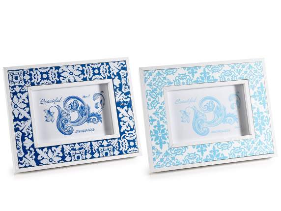 Blu Porcelain wooden photo frame to stand