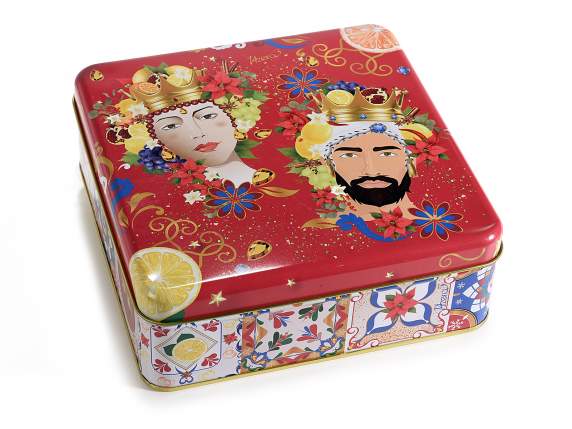 Metal box with Christmas print lid