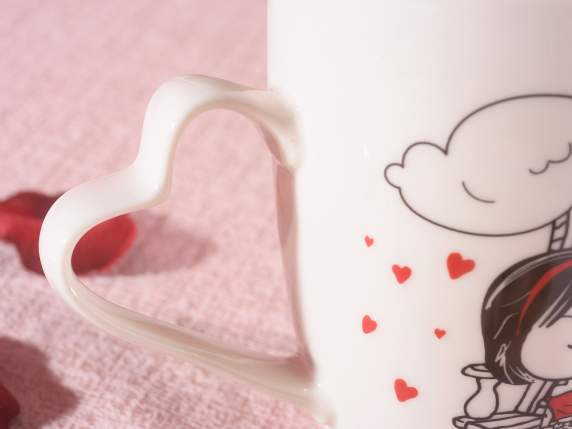 Porcelain mug with heart-shaped handle InnamoratiPerSempre