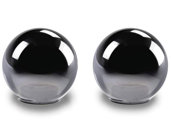 Mirrored glass sphere lamp with 3D LED light writing