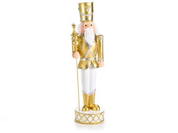 Nutcracker character in white - golden resin to be placed