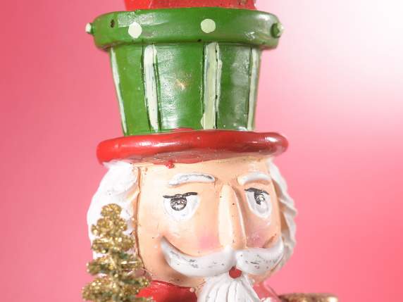 Resin nutcracker with Christmas tree and gift packs