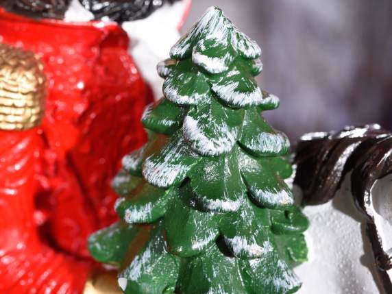 Resin decoration with nutcracker on rocking horse