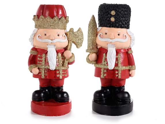Nutcracker with hat candle holder with gold glitter
