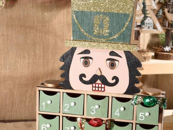 Green Nutcracker Advent Calendar with glitter