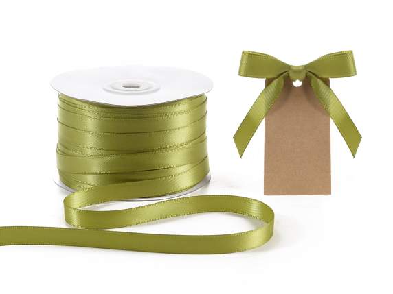 Double satin olive green ribbon