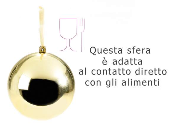 Small shiny gold opening sphere with hanging ribbon
