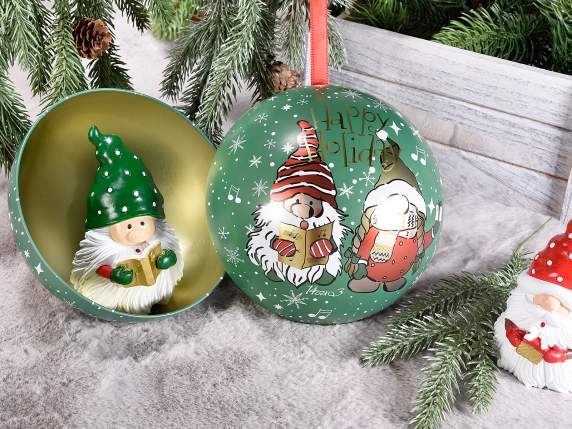 Openable metal ball to hang gnome decoration