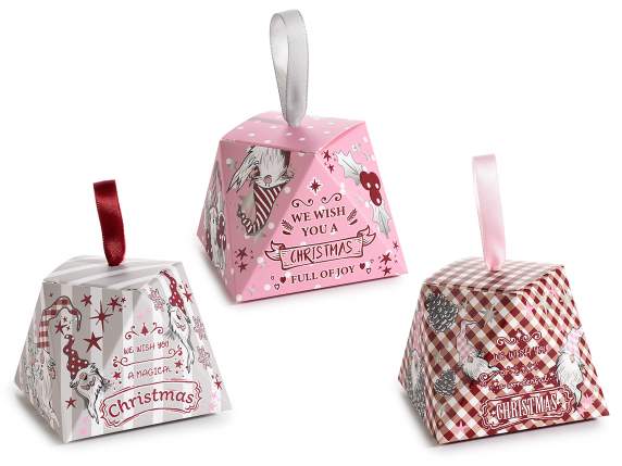 Pink Gnome decorated paper box with ribbon