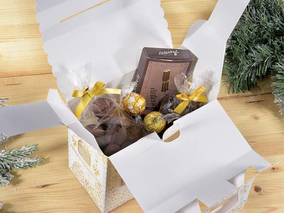Christmas house-shaped paper box with handle