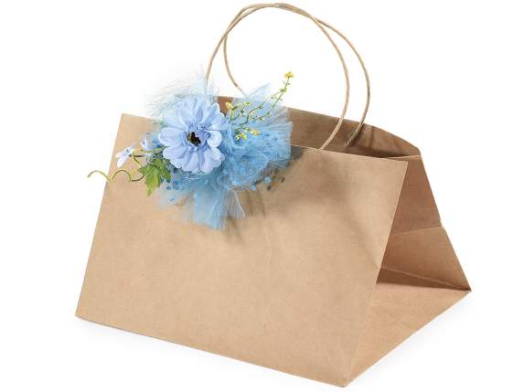 Bag - envelope with wide base in kraft paper with twisted ha