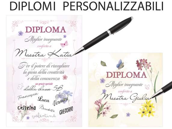 Set of 2 floral printed wooden photo frames and diploma card