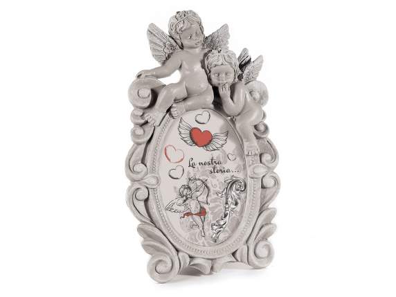 Resin photo frame with decorative angels to place