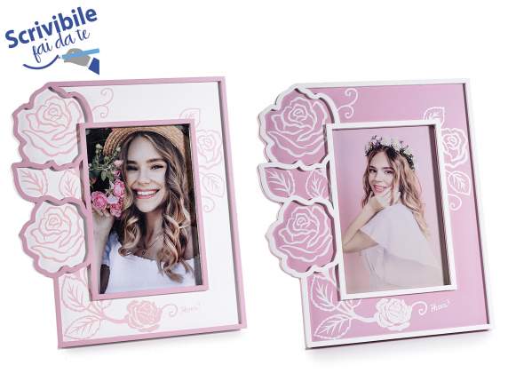 Rose - Hearts wooden photo frame to stand