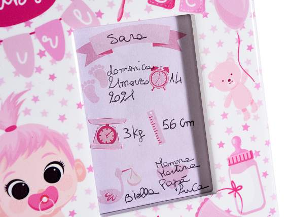 Glossy ceramic baby girl photo holder to stand