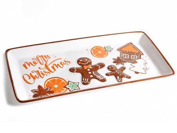 Glossy ceramic plate Biscottini with embossed decorations