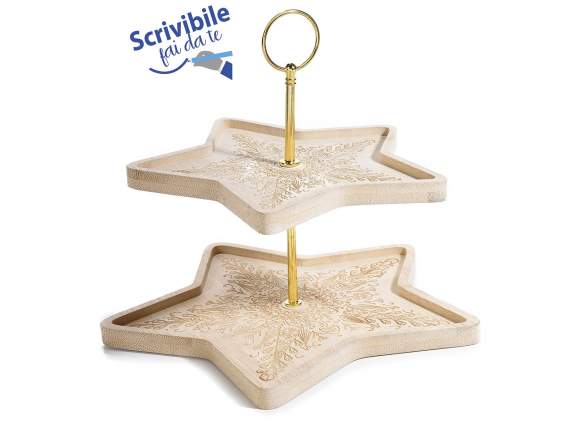 Star-shaped wooden stand with laser decorations