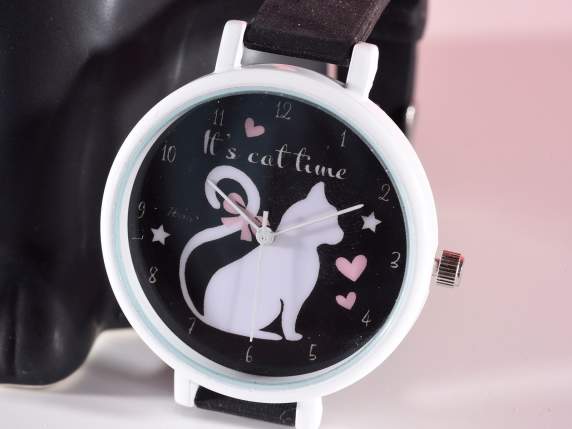 Pretty Cat quartz watch, w-silicone strap