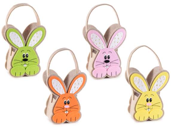 Colorful rabbit cloth handbag with glittery polka dots