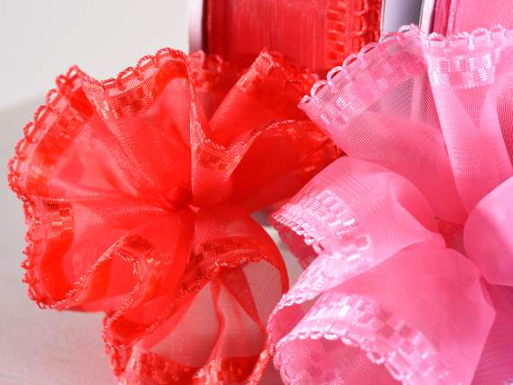 Organza ribbon with strawberry red tie