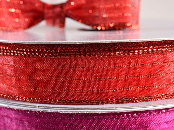 Red ribbon with lamé threads