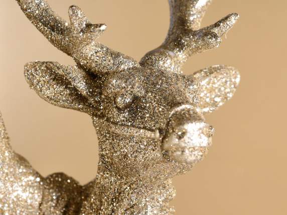 Gold glitter resin Santa Claus on reindeer w - gift pack