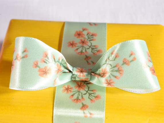 Exhibitor 24 satin ribbons with floral print