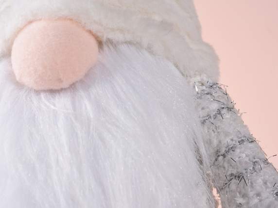 Santa Claus in fabric and eco-fur with heart decoration